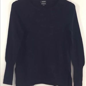 Badgley Mischka Women Sweater Merino Wool Black Small Crew Neck Long Sleeve